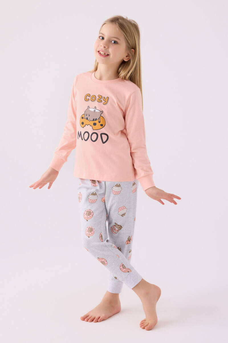 Rolypoly Kız Çocuk Pamuklu Kışlık Regular Fit Turuncu Pijama Takımı RP3467-C-V2 - 3