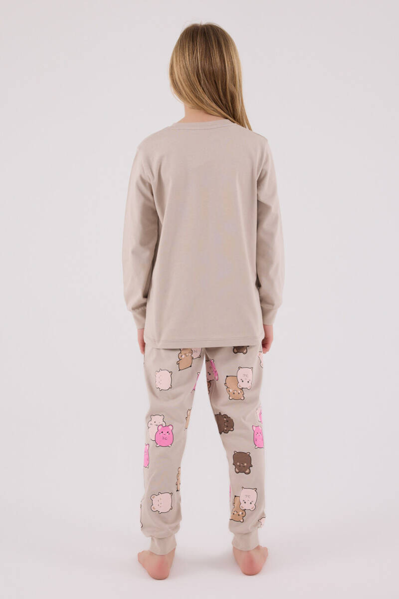 Rolypoly Kız Çocuk Pamuklu Kışlık Regular Fit Krem Pijama Takımı RP3704-C-V1 - 5