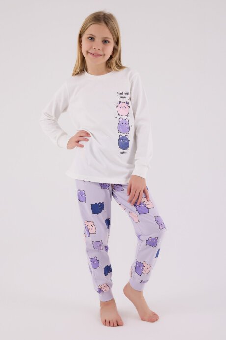 Rolypoly Kız Çocuk Kışlık Regular Fit Beyaz Pijama Takımı RP3704-C-V2 - 2