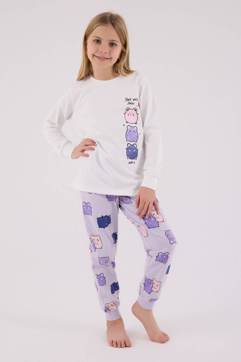 Rolypoly Kız Çocuk Kışlık Regular Fit Beyaz Pijama Takımı RP3704-C-V2 - 2