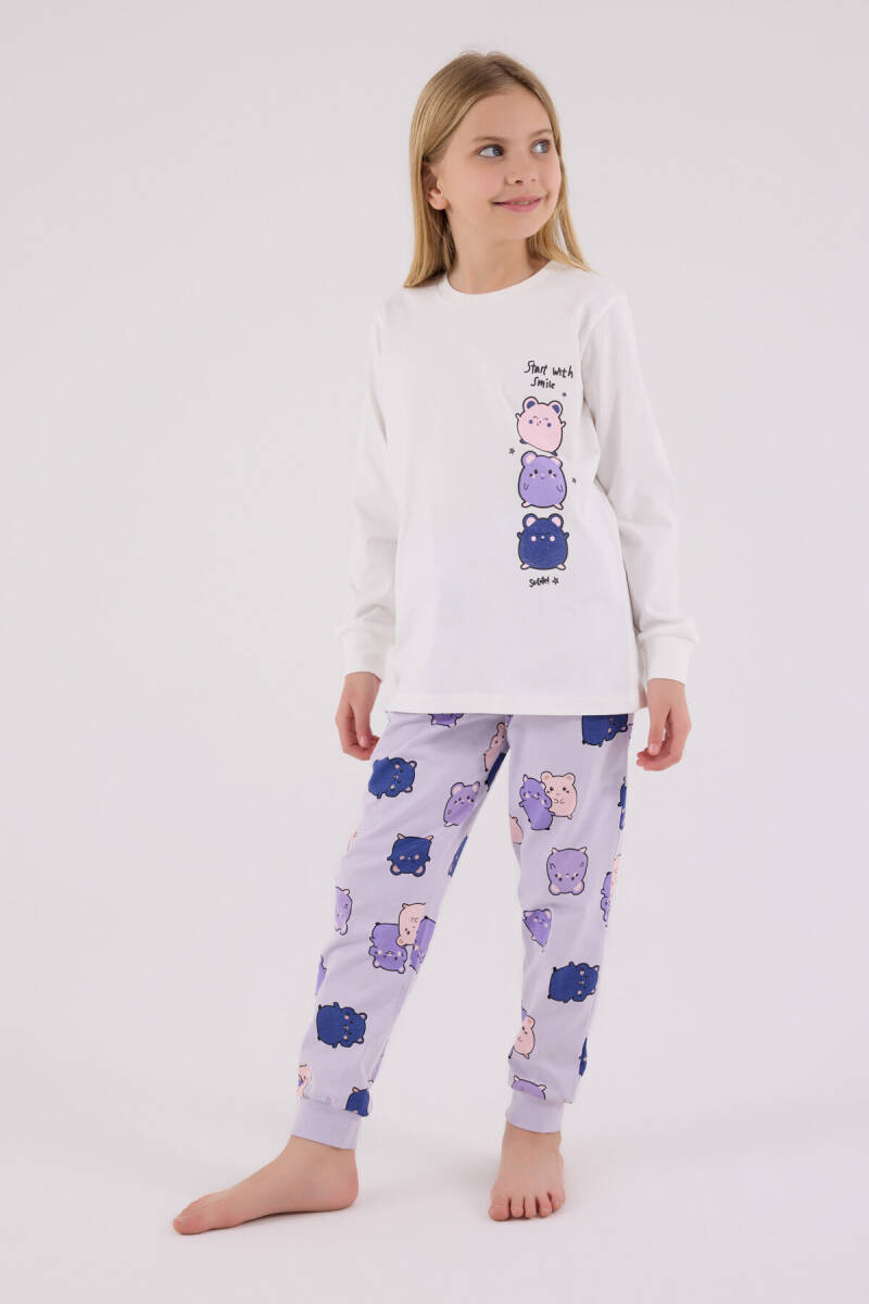 Rolypoly Kız Çocuk Kışlık Regular Fit Beyaz Pijama Takımı RP3704-C-V2 - 3