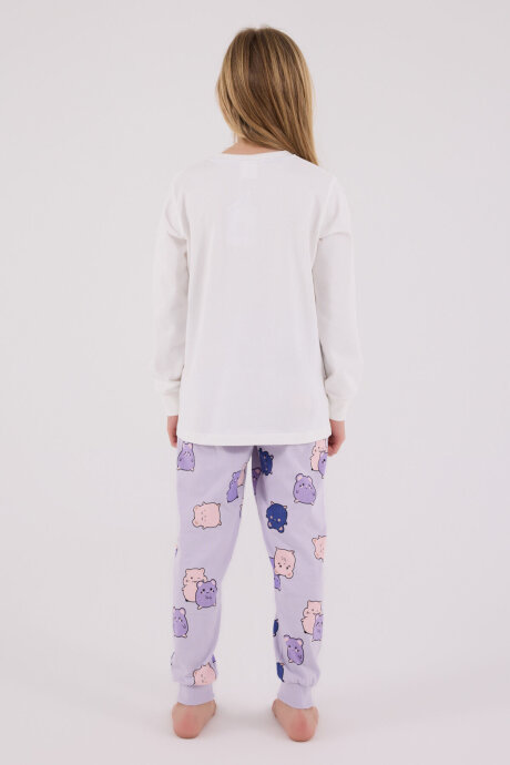 Rolypoly Kız Çocuk Kışlık Regular Fit Beyaz Pijama Takımı RP3704-C-V2 - 5