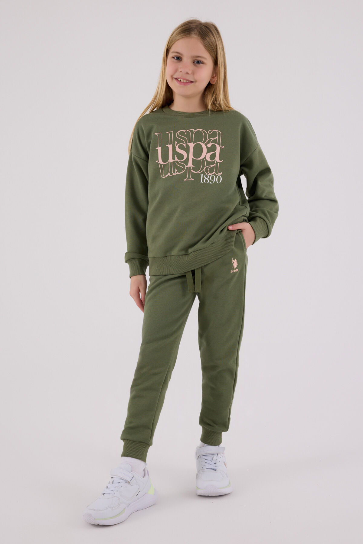 U.S. Polo Assn Kız Çocuk Haki Eşofman Takımı