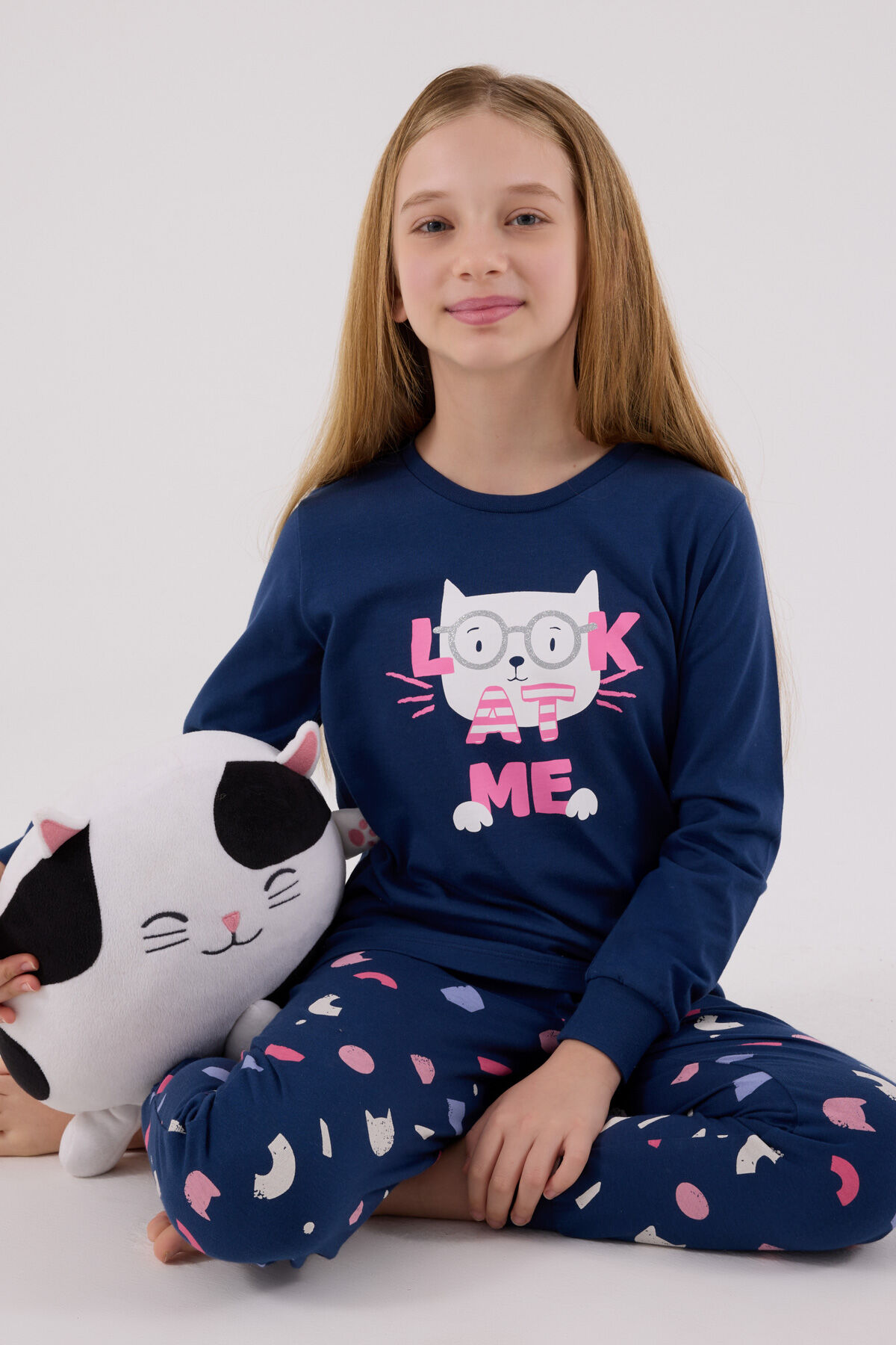 Rolypoly Kız Çocuk Mavi Pijama Takımı