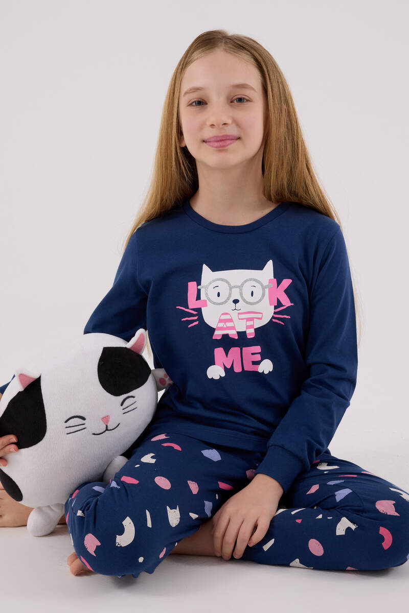 Rolypoly Kız Çocuk Mavi Pijama Takımı