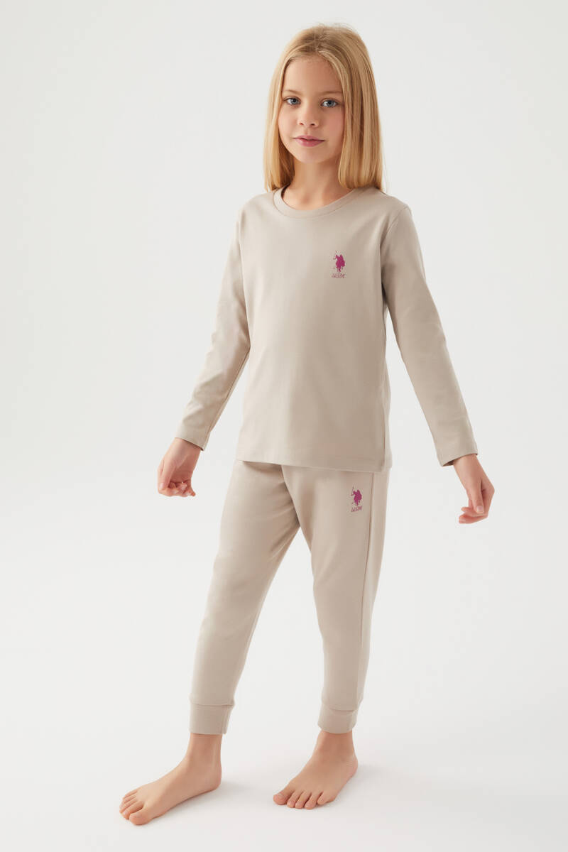 U.S. Polo Assn. Kız Çocuk Krem Uzun Kol Pijama Takım U.S. Polo Assn. Kız Çocuk Krem Uzun Kol Pijama Takım