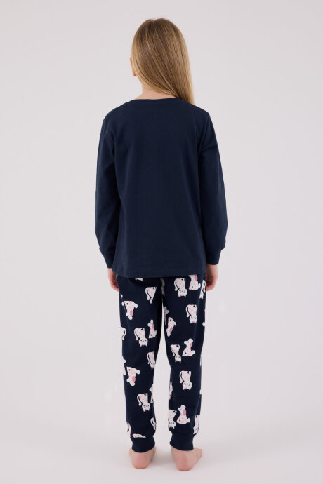 Rolypoly Kız Çocuk Pamuklu Kışlık Regular Fit Lacivert Pijama Takımı RP3707-C-V1 - 5