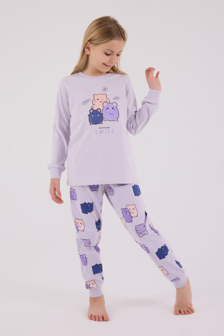 Rolypoly Kız Çocuk Pamuklu Kışlık Regular Fit Mor Pijama Takımı RP3705-C-V2 - 2