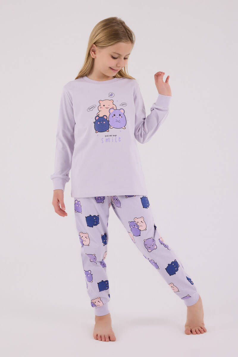 Rolypoly Kız Çocuk Pamuklu Kışlık Regular Fit Mor Pijama Takımı RP3705-C-V2 - 2