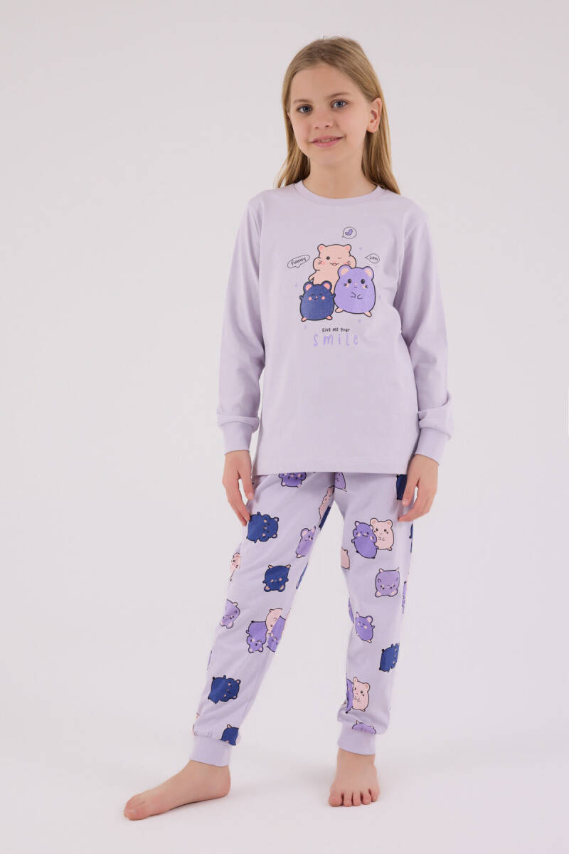 Rolypoly Kız Çocuk Pamuklu Kışlık Regular Fit Mor Pijama Takımı RP3705-C-V2 - 3