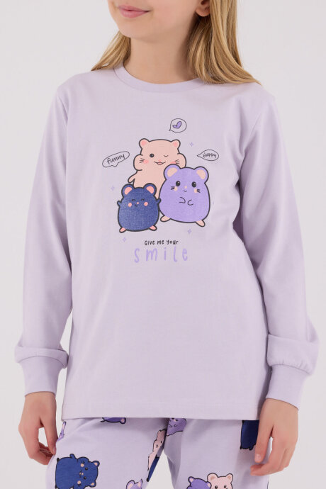 Rolypoly Kız Çocuk Pamuklu Kışlık Regular Fit Mor Pijama Takımı RP3705-C-V2 - 4