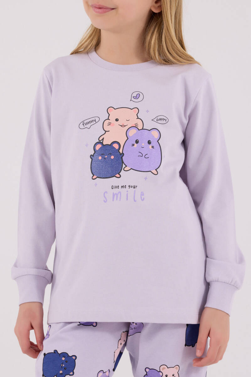 Rolypoly Kız Çocuk Pamuklu Kışlık Regular Fit Mor Pijama Takımı RP3705-C-V2 - 4