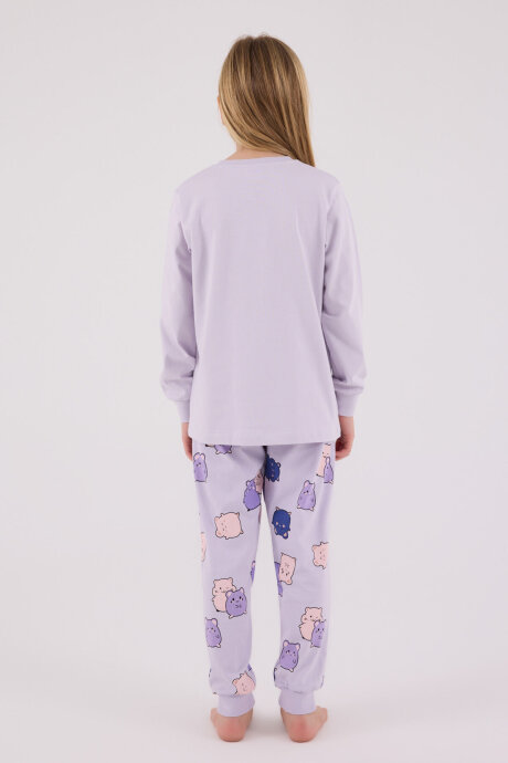 Rolypoly Kız Çocuk Pamuklu Kışlık Regular Fit Mor Pijama Takımı RP3705-C-V2 - 5
