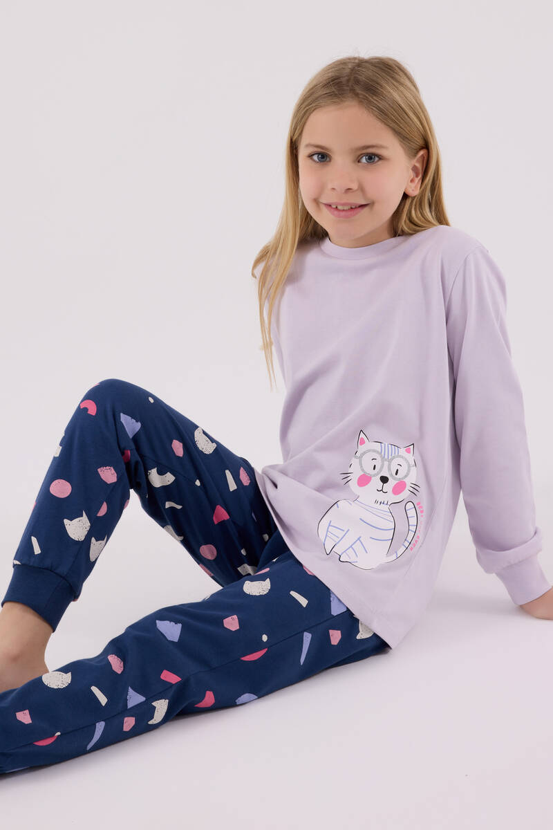 Rolypoly Kız Çocuk Mor Pijama Takımı