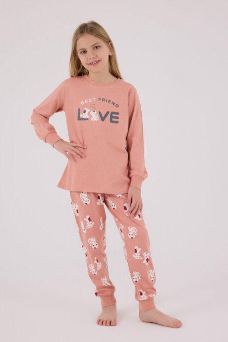 Rolypoly Kız Çocuk Pamuklu Kışlık Regular Fit Pembe Pijama Takımı RP3707-C-V2 (1)