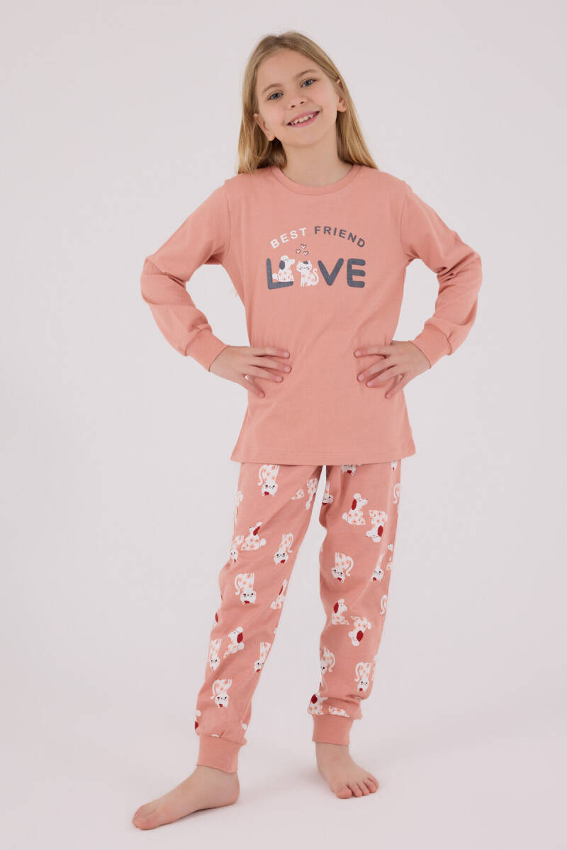 Rolypoly Kız Çocuk Pamuklu Kışlık Regular Fit Pembe Pijama Takımı RP3707-C-V2 - 3