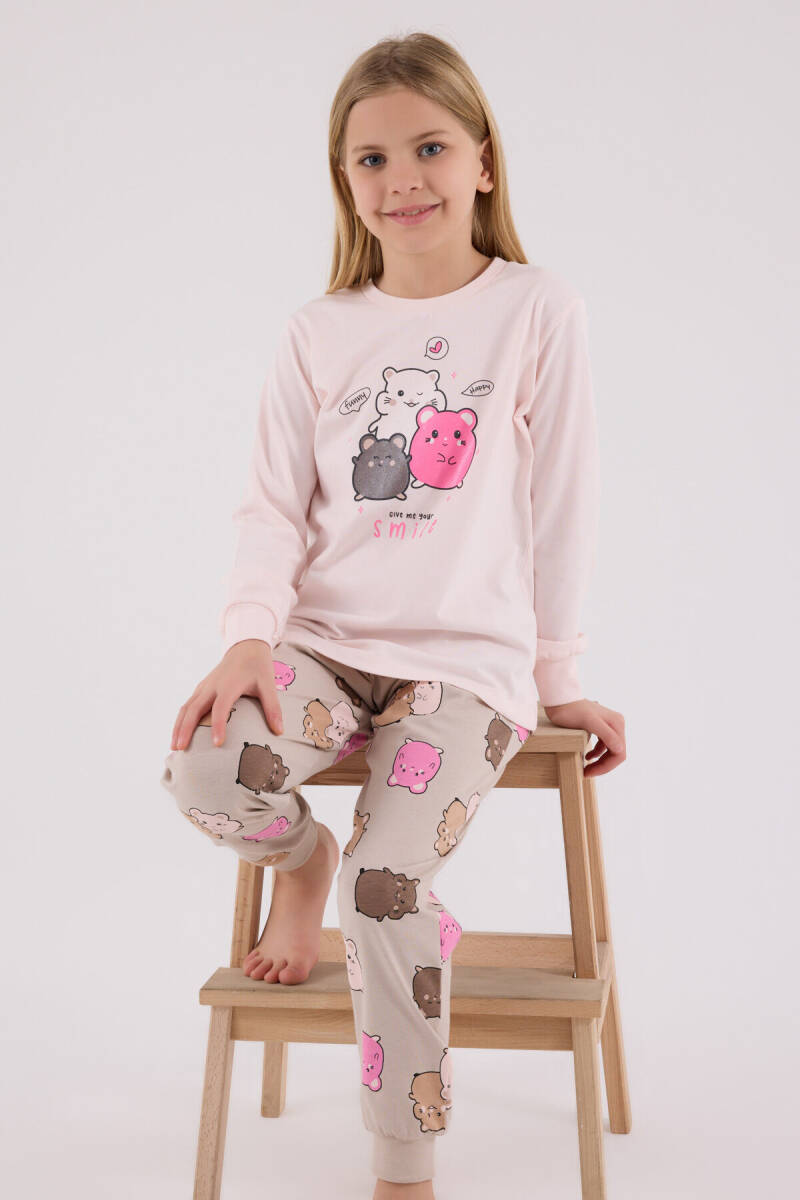 Rolypoly Kız Çocuk Pamuklu Kışlık Regular Fit Pembe Pijama Takımı RP3705-C-V1 - 2