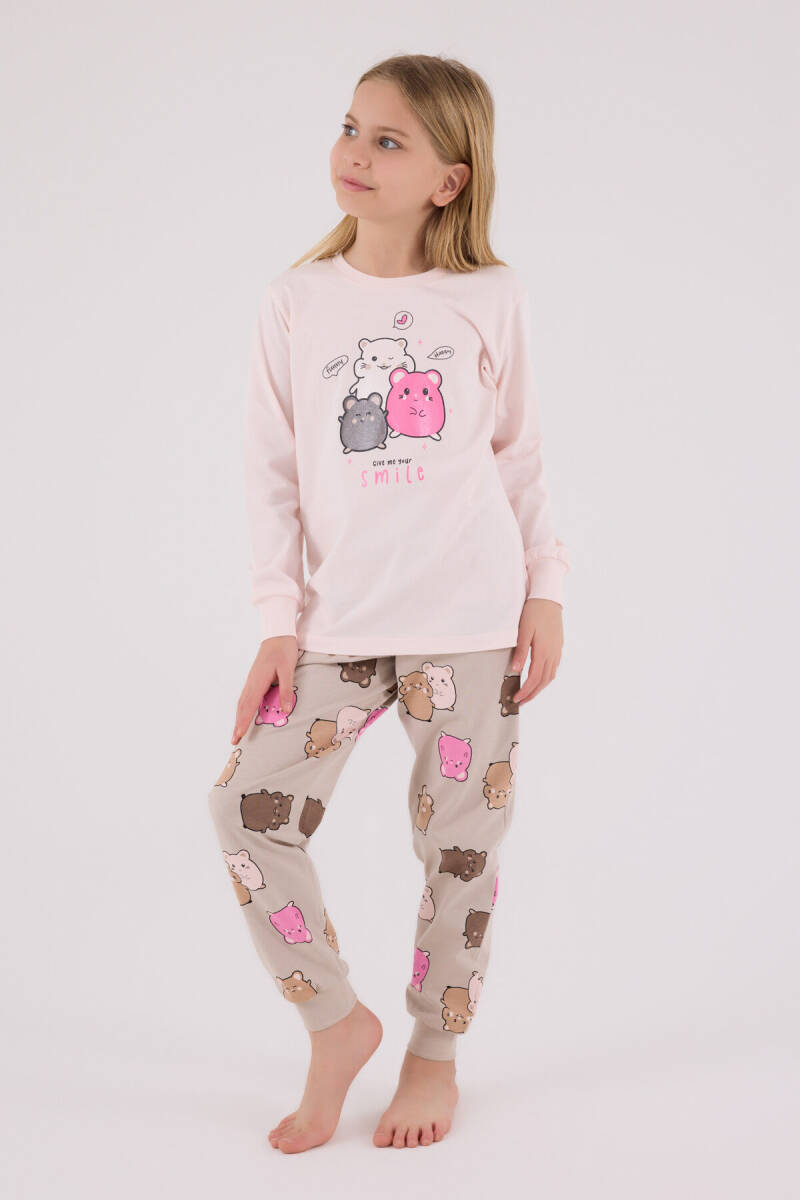 Rolypoly Kız Çocuk Pamuklu Kışlık Regular Fit Pembe Pijama Takımı RP3705-C-V1 - 3
