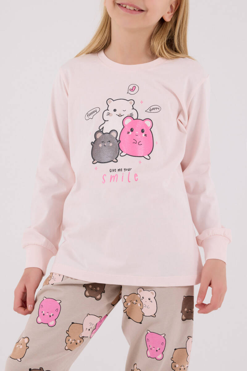 Rolypoly Kız Çocuk Pamuklu Kışlık Regular Fit Pembe Pijama Takımı RP3705-C-V1 - 4