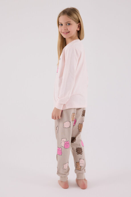 Rolypoly Kız Çocuk Pamuklu Kışlık Regular Fit Pembe Pijama Takımı RP3705-C-V1 - 5