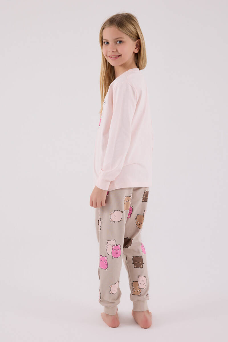 Rolypoly Kız Çocuk Pamuklu Kışlık Regular Fit Pembe Pijama Takımı RP3705-C-V1 - 5