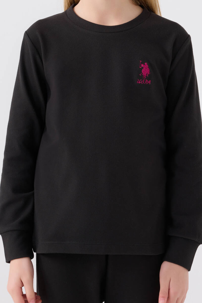 U.S. Polo Assn. Kız Çocuk Pamuklu Bisiklet Yaka Pigment Baskılı Kışlık Regular Fit Siyah Pijama Takımı US1669-C-V5 - 4