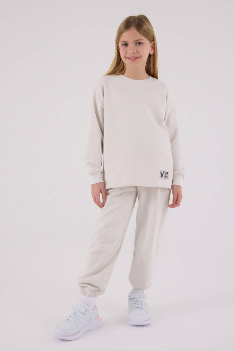 U.S. Polo Assn. Kız Çocuk Pamuklu Kışlık Regular Fit Beyaz Eşofman Takımı US2300-C-V1 - 3