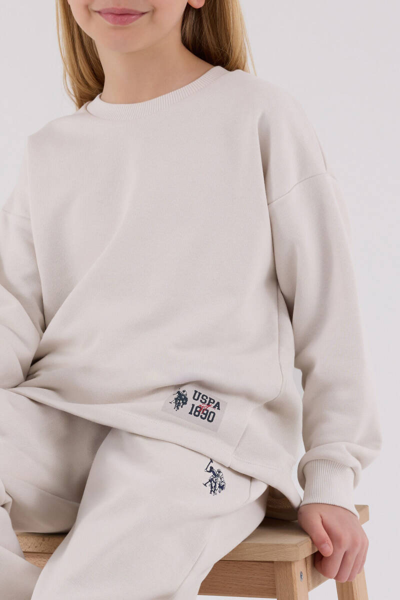 U.S. Polo Assn. Kız Çocuk Pamuklu Kışlık Regular Fit Beyaz Eşofman Takımı US2300-C-V1 - 4