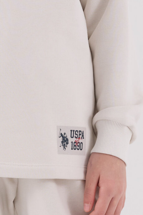 U.S. Polo Assn. Kız Çocuk Pamuklu Kışlık Regular Fit Beyaz Eşofman Takımı US2300-C-V1 - 6