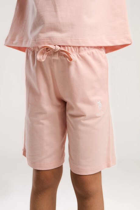 U.S. Polo Assn. Kız Çocuk Bisiklet Yaka Pigment Baskılı Yazlık Regular Fit Pembe Bermuda Takım US2091-C-V4 - 4