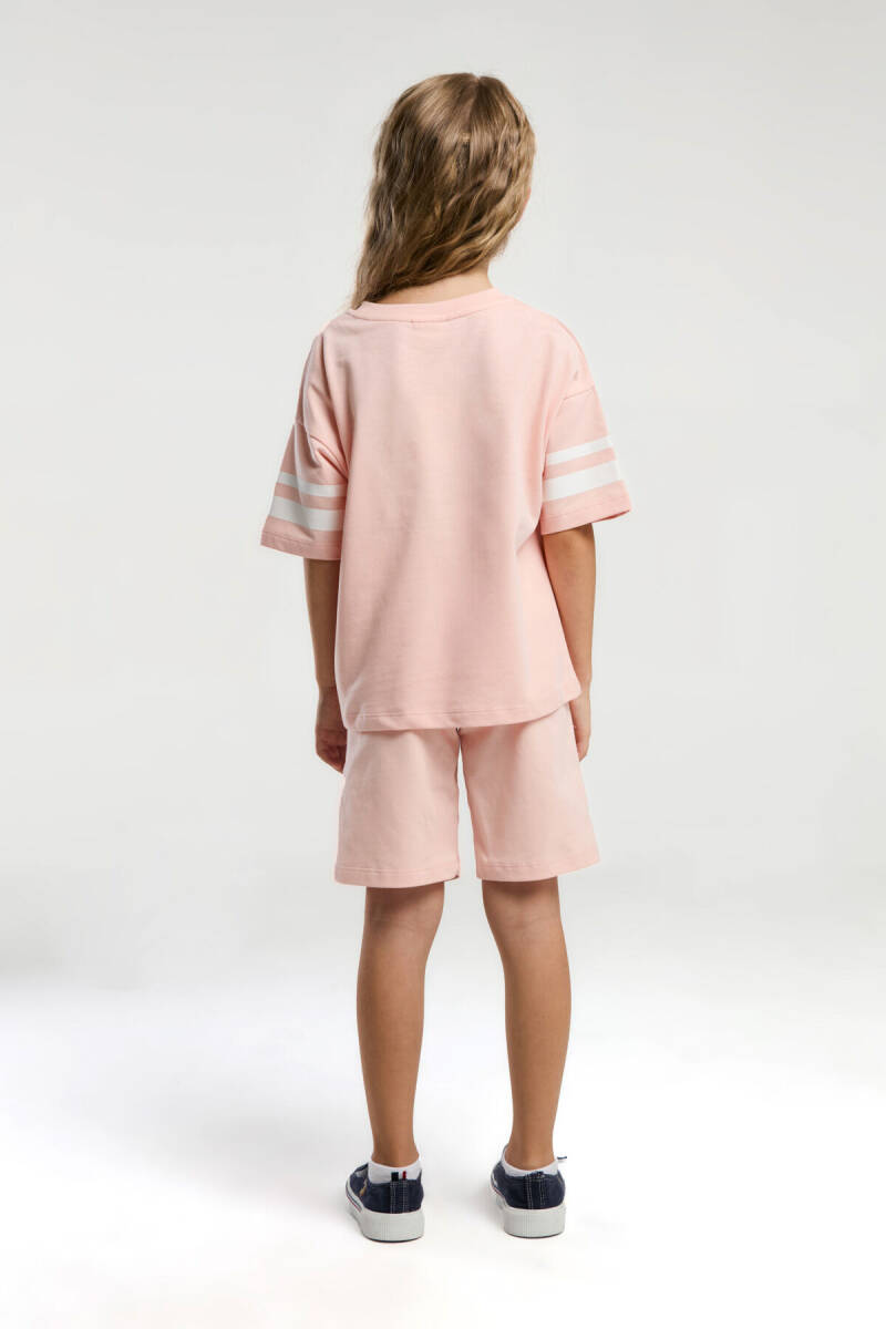 U.S. Polo Assn. Kız Çocuk Bisiklet Yaka Pigment Baskılı Yazlık Regular Fit Pembe Bermuda Takım US2091-C-V4 - 5