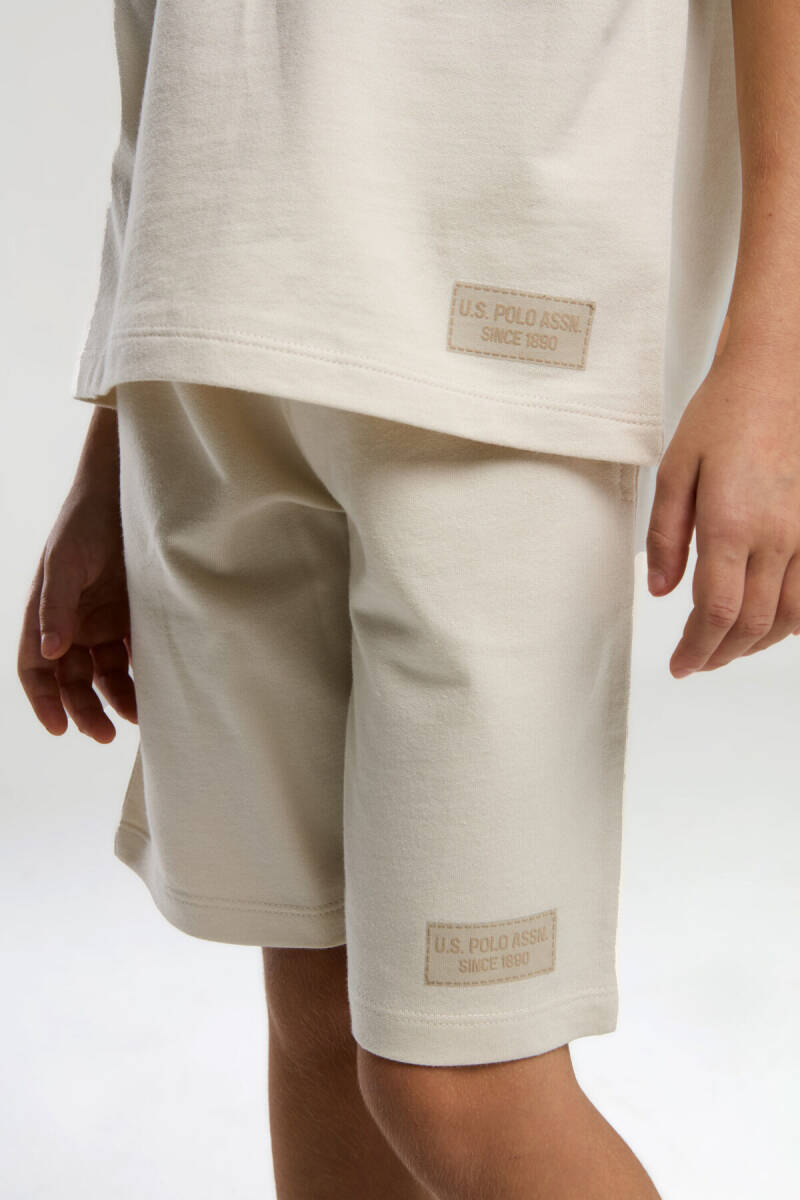 U.S. Polo Assn. Kız Çocuk Bisiklet Yaka Sargı Nakışlı Yazlık Regular Fit Krem Bermuda Takım US2090-C-V4 - 4