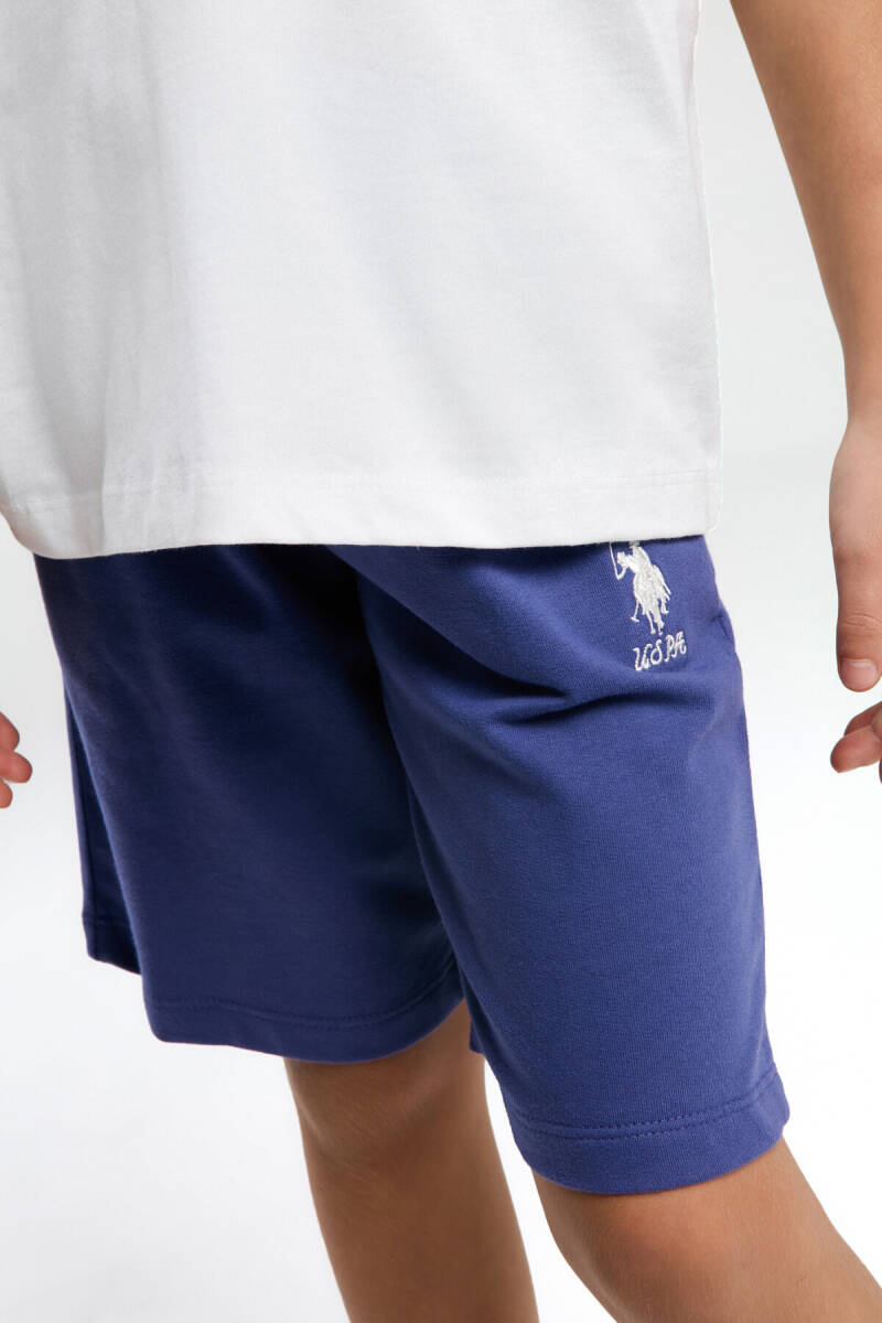 U.S. Polo Assn. Kız Çocuk Pamuklu Bisiklet Yaka Pigment Baskılı Yazlık Regular Fit Beyaz Bermuda Takım US2070-C-V2 - 3