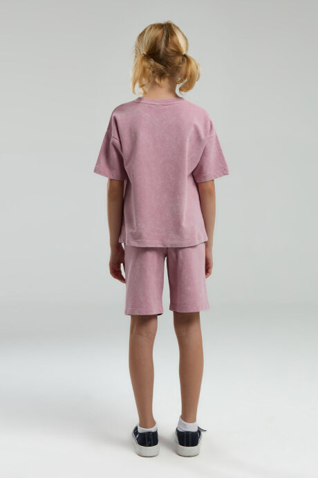 U.S. Polo Assn. Kız Çocuk Pamuklu Bisiklet Yaka Sargı Nakışlı Yazlık Regular Fit Pembe Bermuda Takım US2089-C-V3 - 5