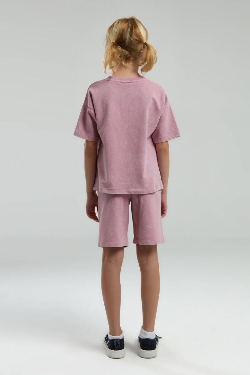 U.S. Polo Assn. Kız Çocuk Pamuklu Bisiklet Yaka Sargı Nakışlı Yazlık Regular Fit Pembe Bermuda Takım US2089-C-V3 - 5