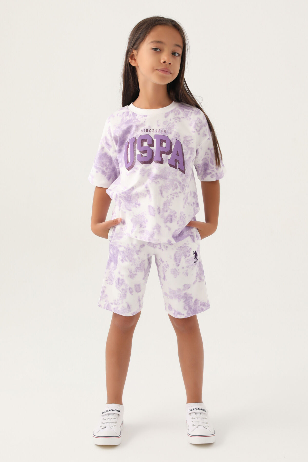 U.S. Polo Assn Kız Çocuk Krem Bermuda Takım