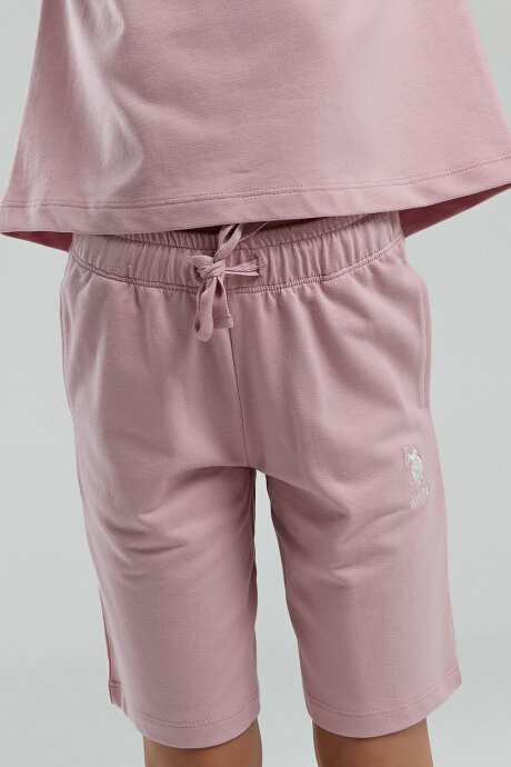 U.S. Polo Assn. Kız Çocuk Bisiklet Yaka Pigment Baskılı Yazlık Regular Fit Pembe Bermuda Takım US2091-C-V5 - 3
