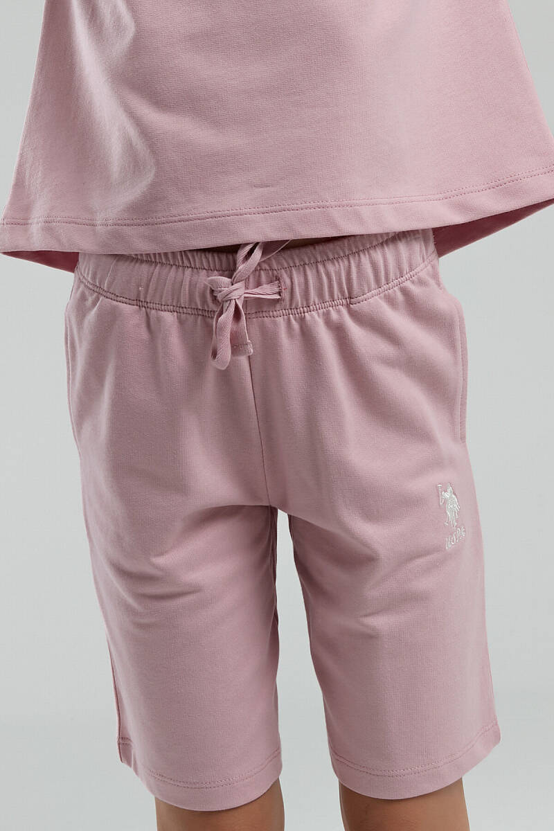 U.S. Polo Assn. Kız Çocuk Bisiklet Yaka Pigment Baskılı Yazlık Regular Fit Pembe Bermuda Takım US2091-C-V5 - 3