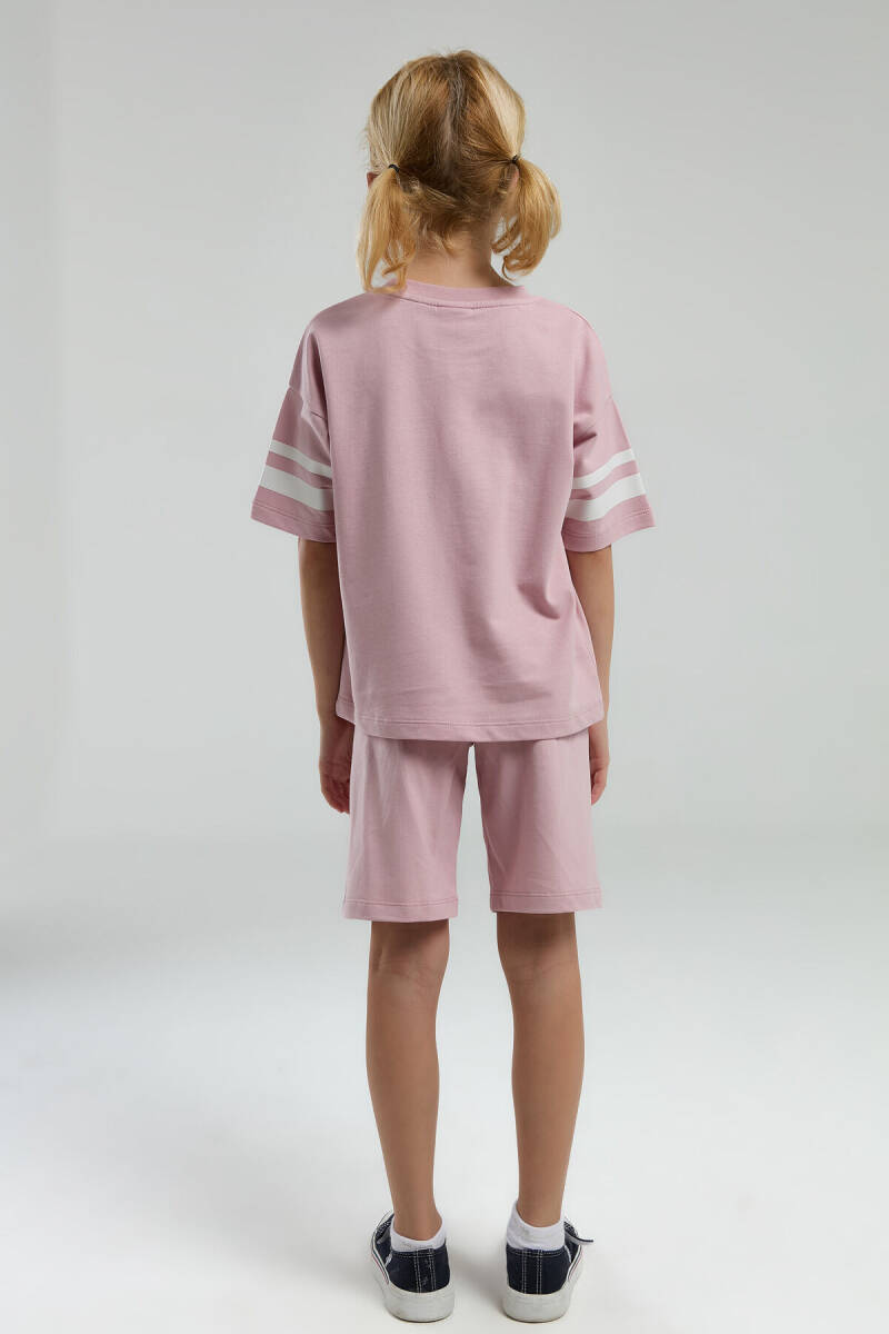 U.S. Polo Assn. Kız Çocuk Bisiklet Yaka Pigment Baskılı Yazlık Regular Fit Pembe Bermuda Takım US2091-C-V5 - 4