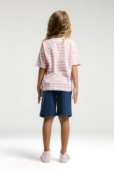 U.S. Polo Assn. Kız Çocuk Bisiklet Yaka Pigment Baskılı Yazlık Regular Fit Pembe Bermuda Takım US2074-C-V2 - 5