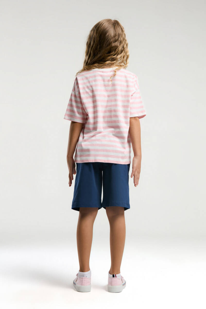 U.S. Polo Assn. Kız Çocuk Bisiklet Yaka Pigment Baskılı Yazlık Regular Fit Pembe Bermuda Takım US2074-C-V2 - 5