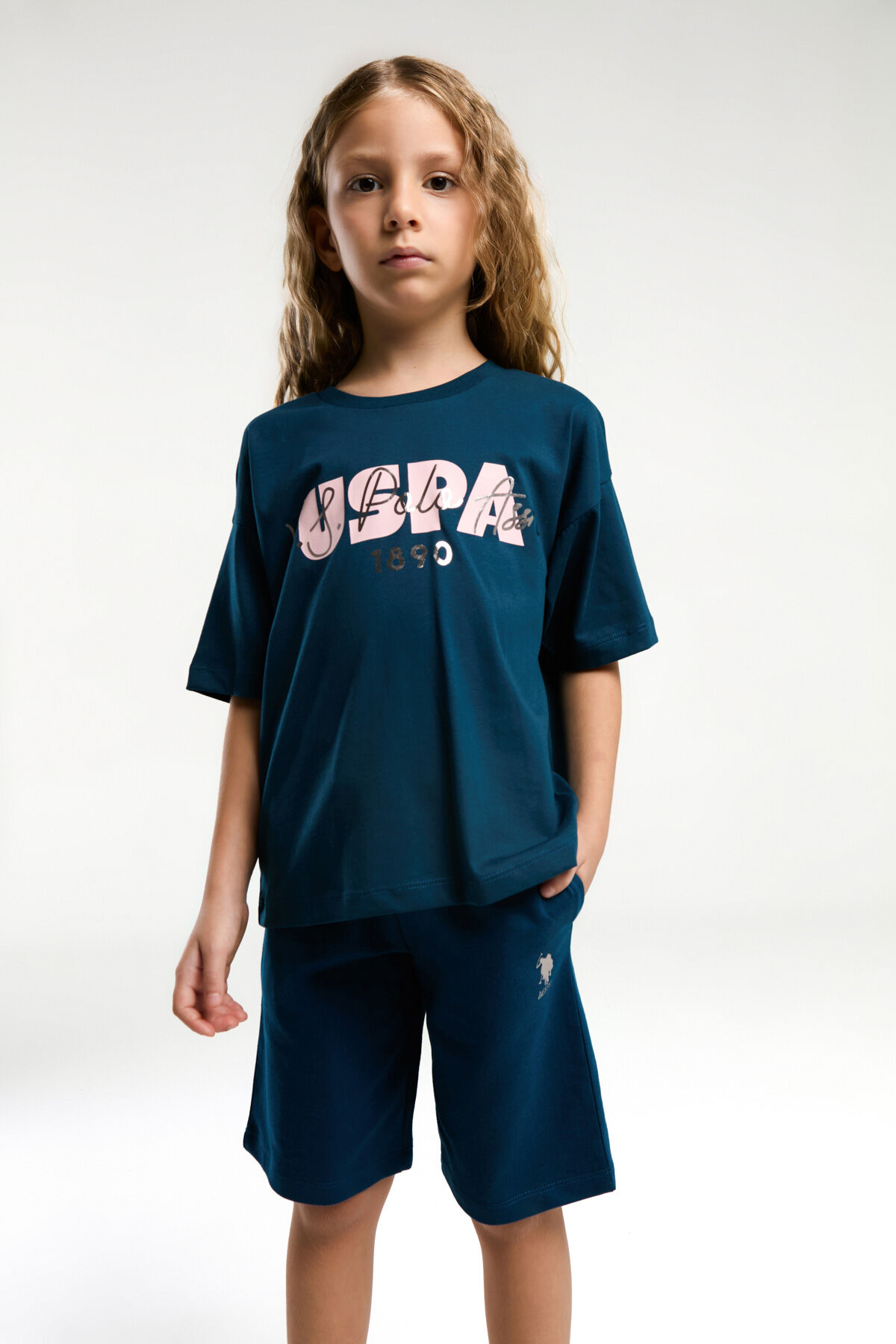 U.S. Polo Assn Kız Çocuk Lacivert Bermuda Takım