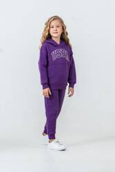 U.S. Polo Assn. Kız Çocuk Bisiklet Yaka Pigment Baskılı Kışlık Regular Fit Mor Eşofman Takımı US1205-C-V11 - 2