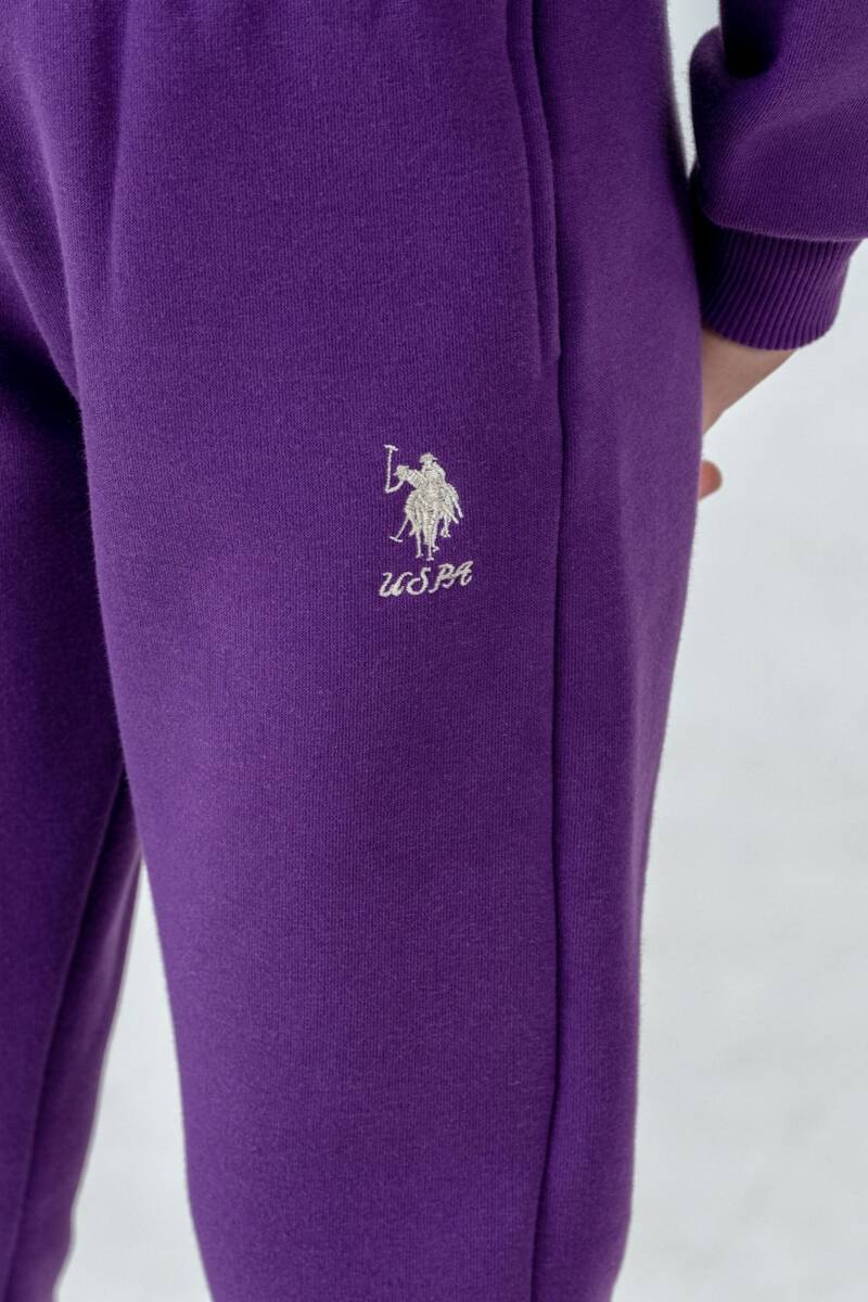 U.S. Polo Assn. Kız Çocuk Bisiklet Yaka Pigment Baskılı Kışlık Regular Fit Mor Eşofman Takımı US1205-C-V11 - 4