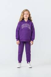 U.S. Polo Assn. Kız Çocuk Bisiklet Yaka Pigment Baskılı Kışlık Regular Fit Mor Eşofman Takımı US1205-C-V11 - 1
