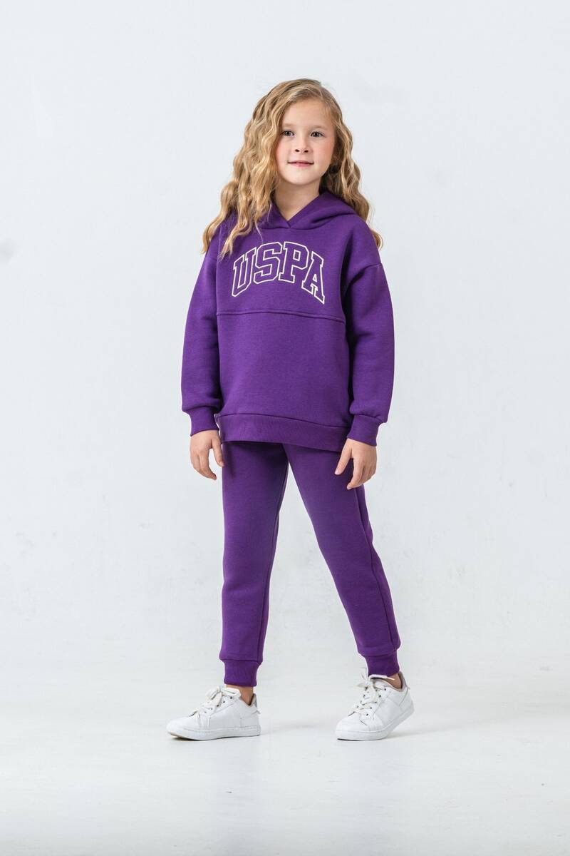 U.S. Polo Assn. Kız Çocuk Bisiklet Yaka Pigment Baskılı Kışlık Regular Fit Mor Eşofman Takımı US1205-C-V11 - 6