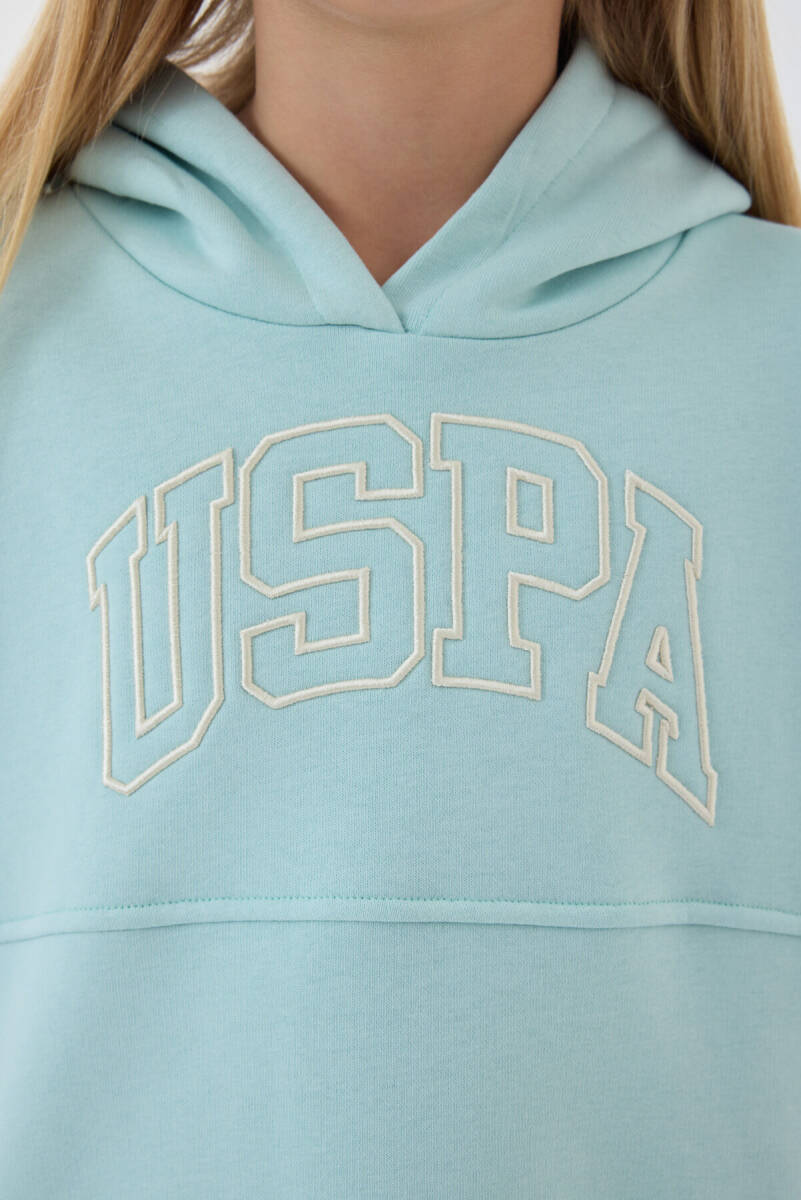 U.S. Polo Assn. Kız Çocuk Pamuklu Kapüşonlu Pigment Baskılı Kışlık Regular Fit Yeşil Eşofman Takımı US1205-C-V10 - 4