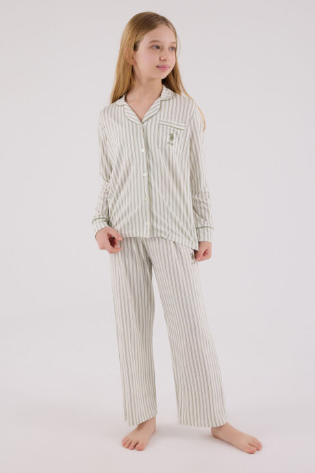 U.S. Polo Assn. Kız Çocuk Kışlık Regular Fit Yeşil Pijama Takımı US2326-C-V2 (1)
