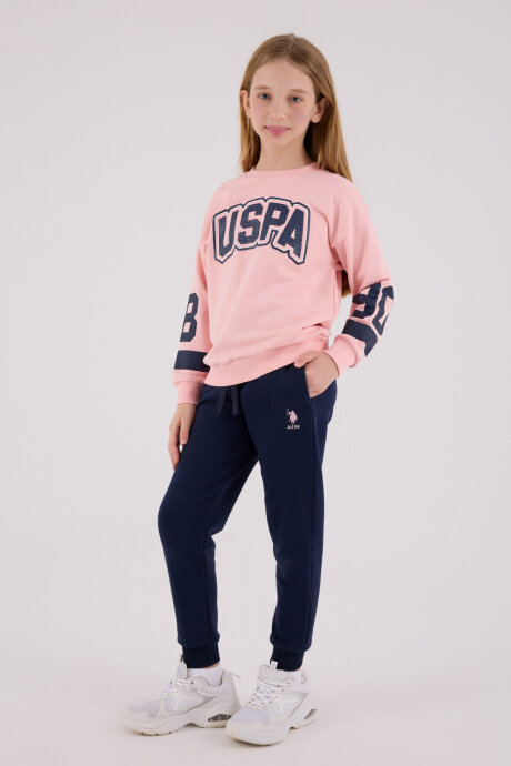 U.S. Polo Assn. Kız Çocuk Pamuklu Kışlık Regular Fit Pembe Eşofman Takımı US2321-C-V2 - 2