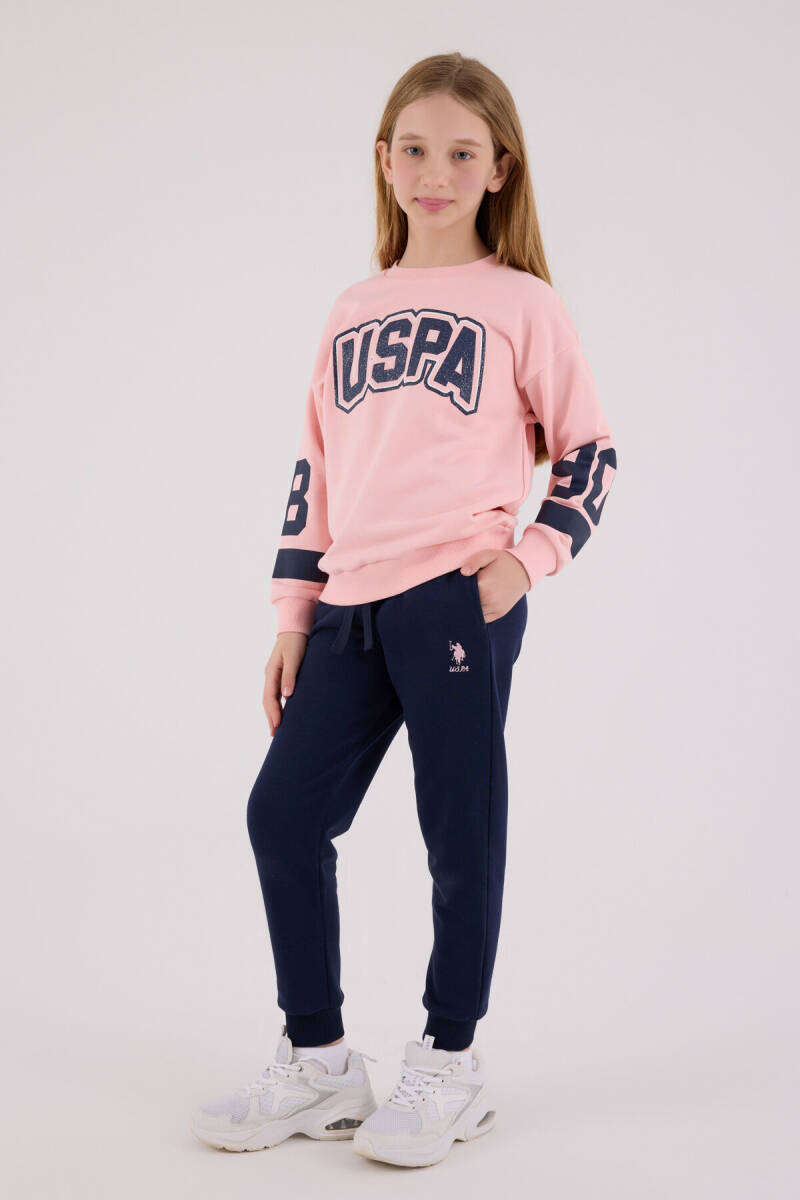 U.S. Polo Assn. Kız Çocuk Pamuklu Kışlık Regular Fit Pembe Eşofman Takımı US2321-C-V2 - 2